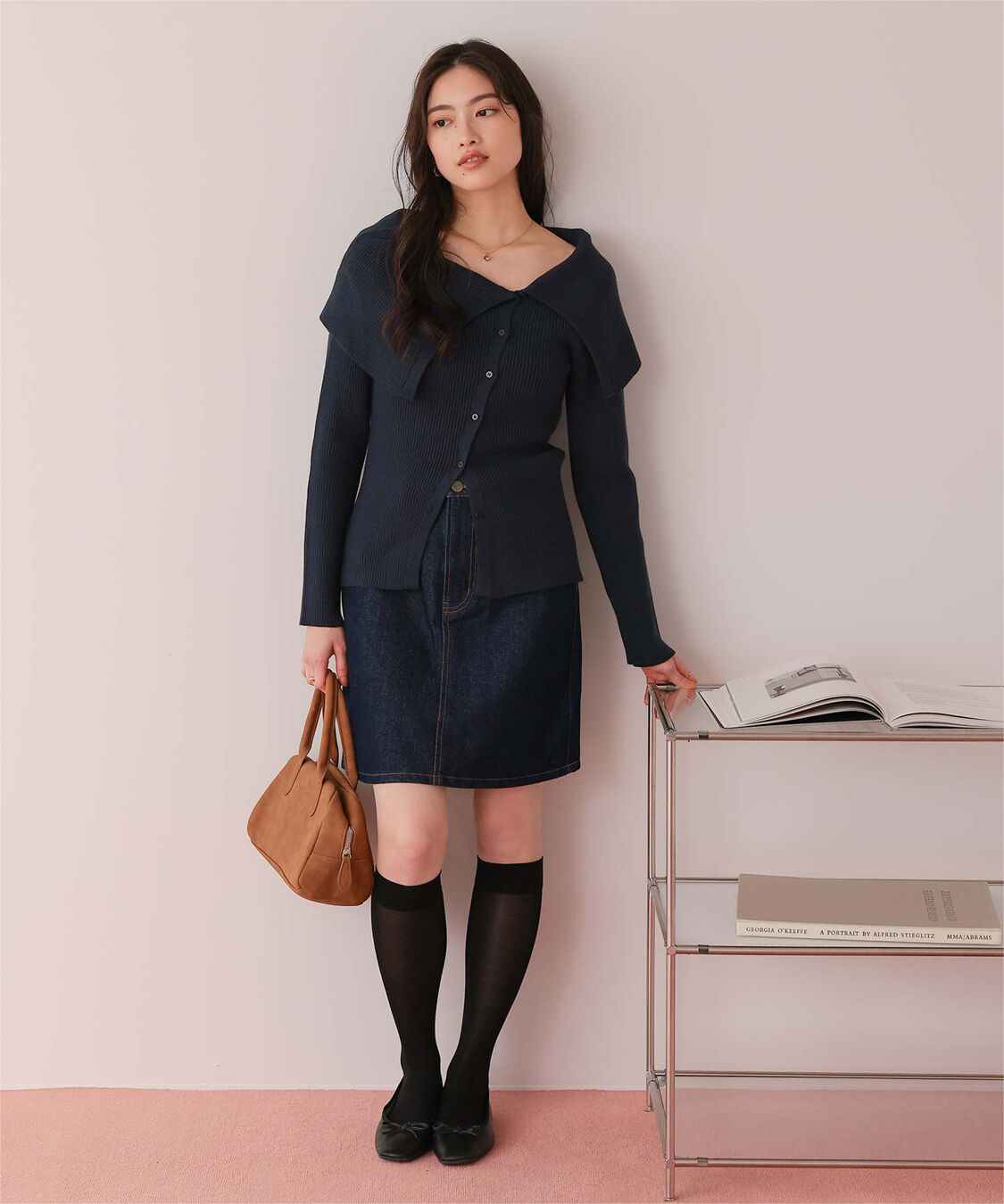 titivate「アシンメトリーオフショルダーニットトップス」|ニット・セーター|