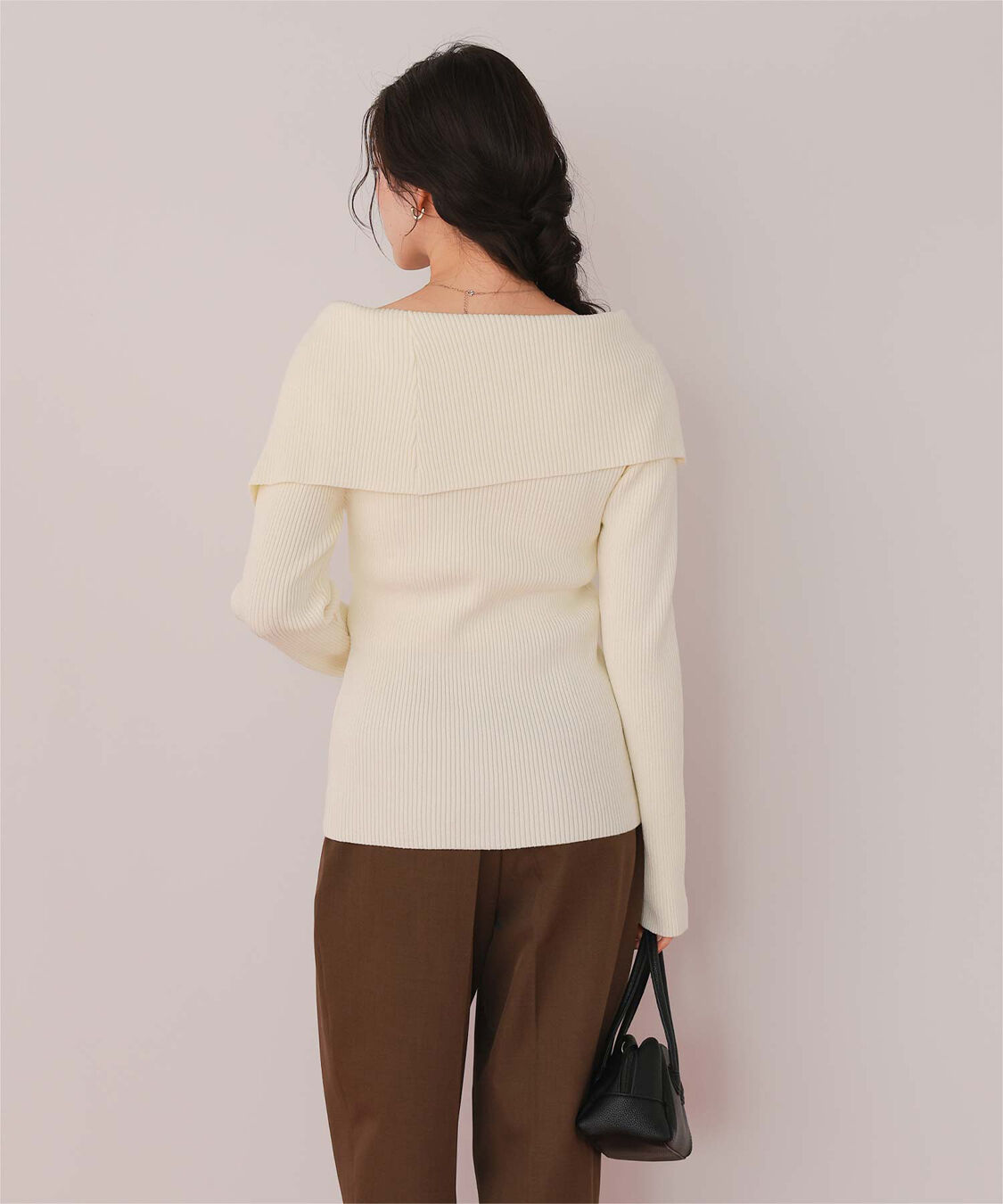 titivate「アシンメトリーオフショルダーニットトップス」|ニット・セーター|