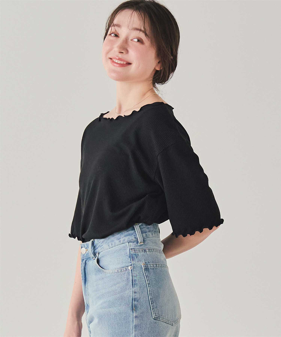 titivate「機能性リブカットソーメロートップス」|Tシャツ・カットソー|