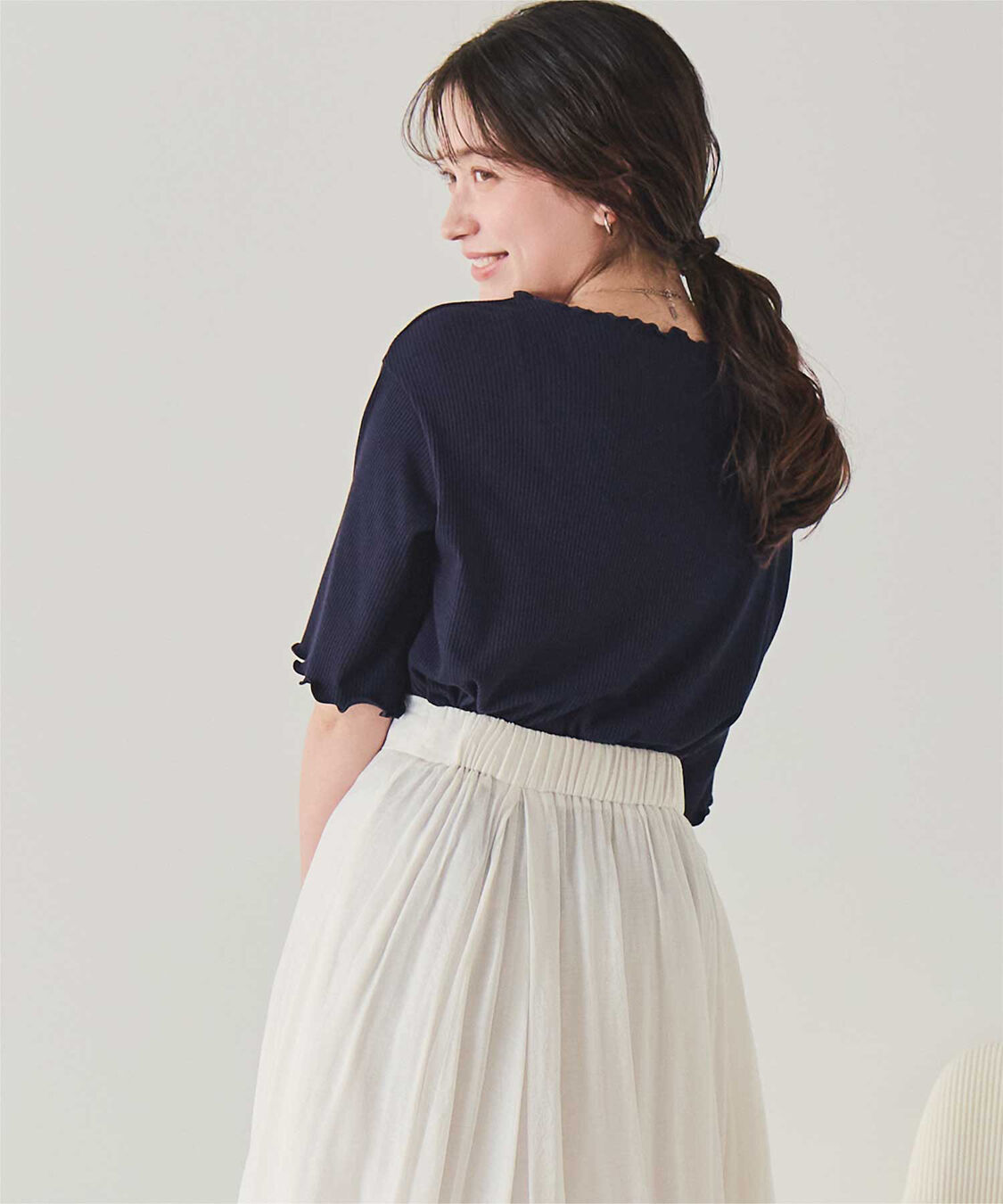 titivate「機能性リブカットソーメロートップス」|Tシャツ・カットソー|