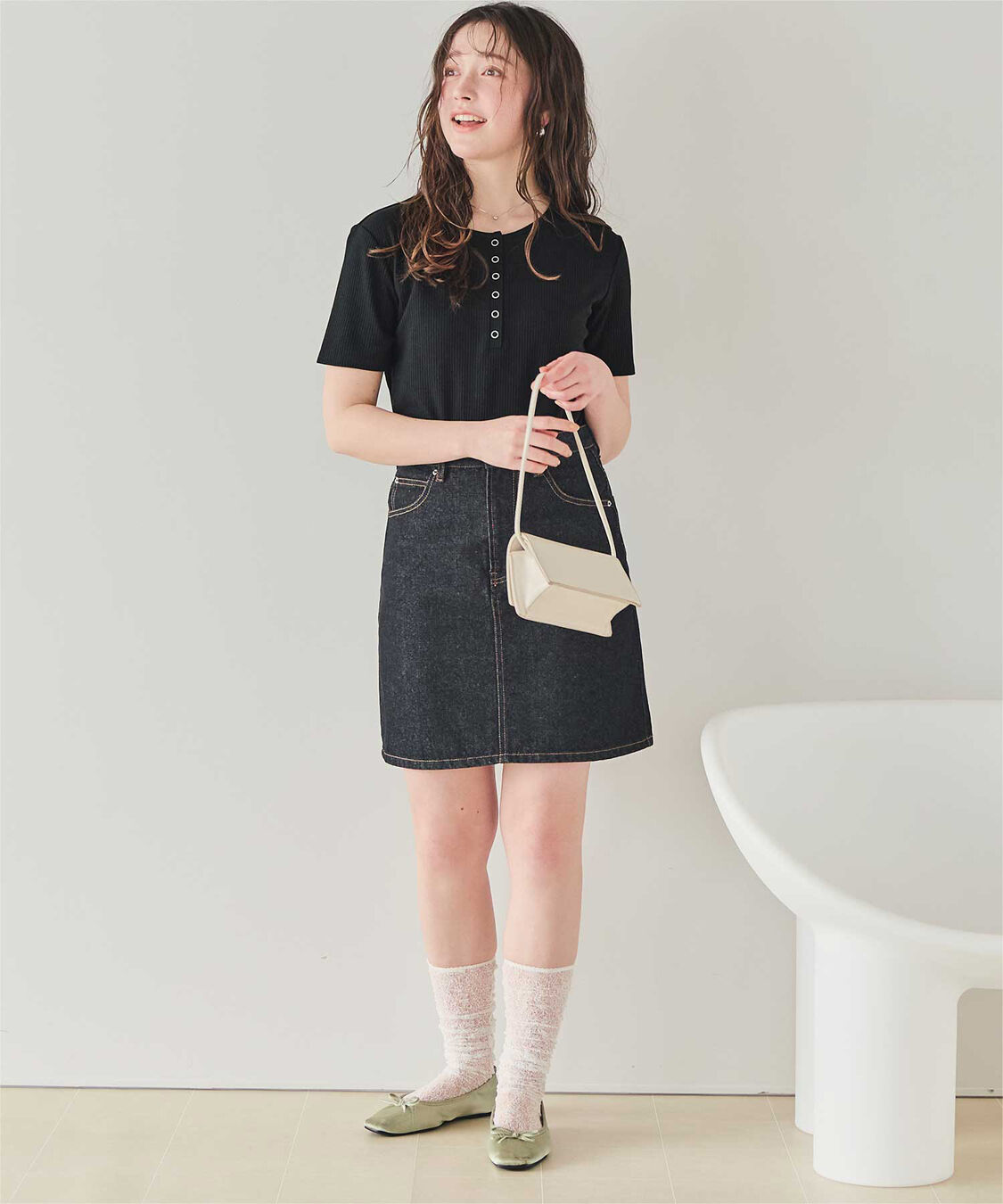 titivate「機能性リブカットソーヘンリーネックトップス」|Tシャツ・カットソー|