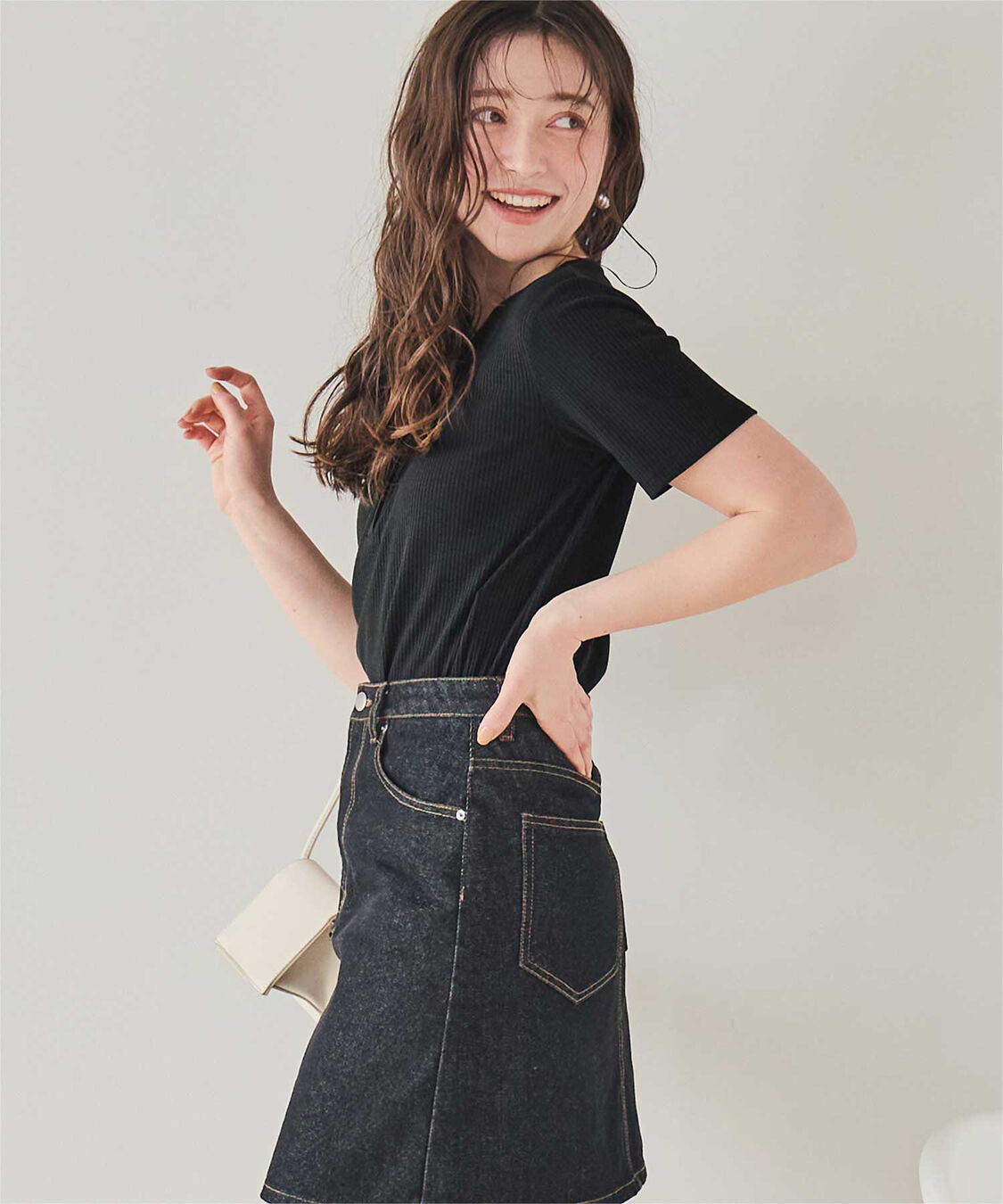 titivate「機能性リブカットソーヘンリーネックトップス」|Tシャツ・カットソー|