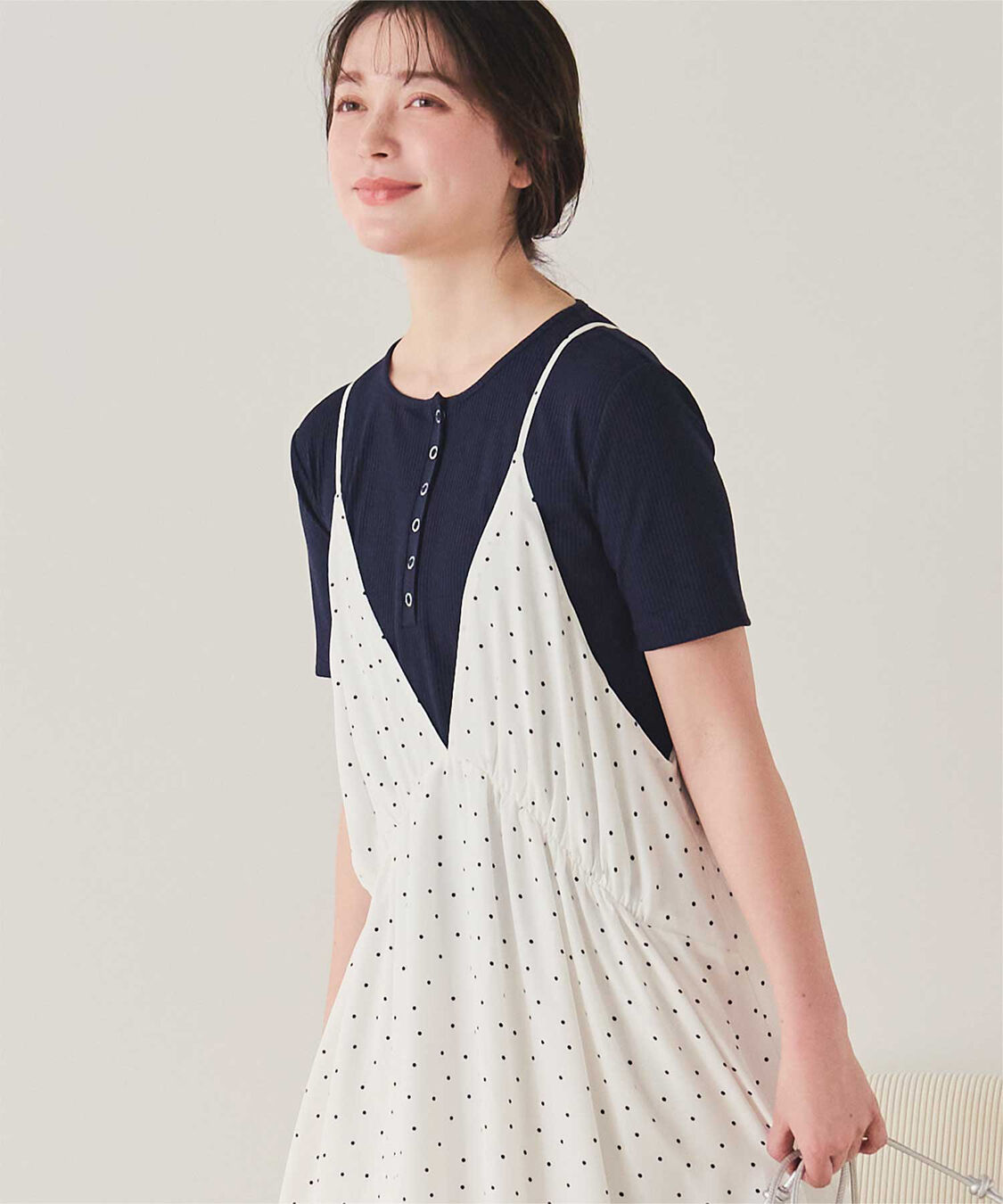 titivate「機能性リブカットソーヘンリーネックトップス」|Tシャツ・カットソー|