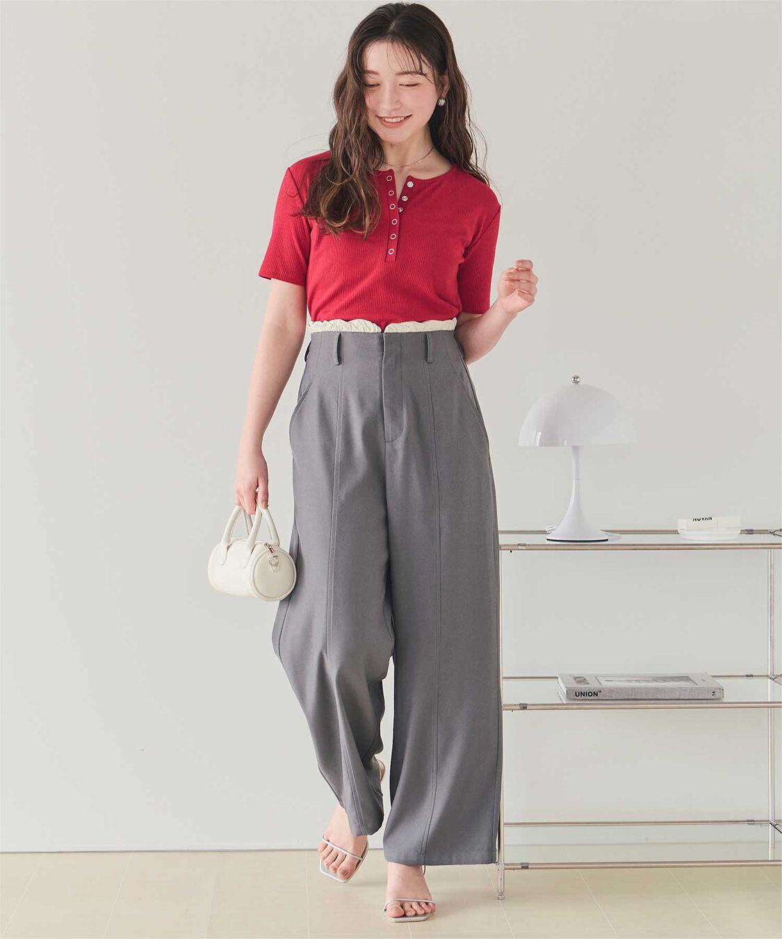 titivate「機能性リブカットソーヘンリーネックトップス」|Tシャツ・カットソー|