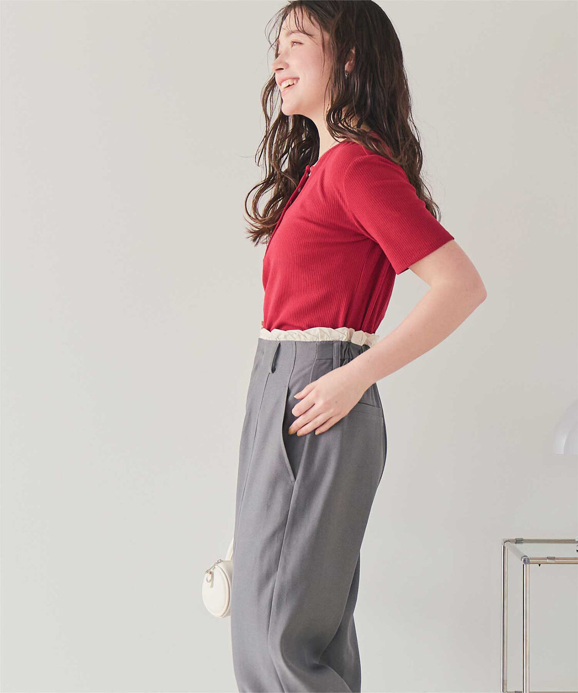 titivate「機能性リブカットソーヘンリーネックトップス」|Tシャツ・カットソー|