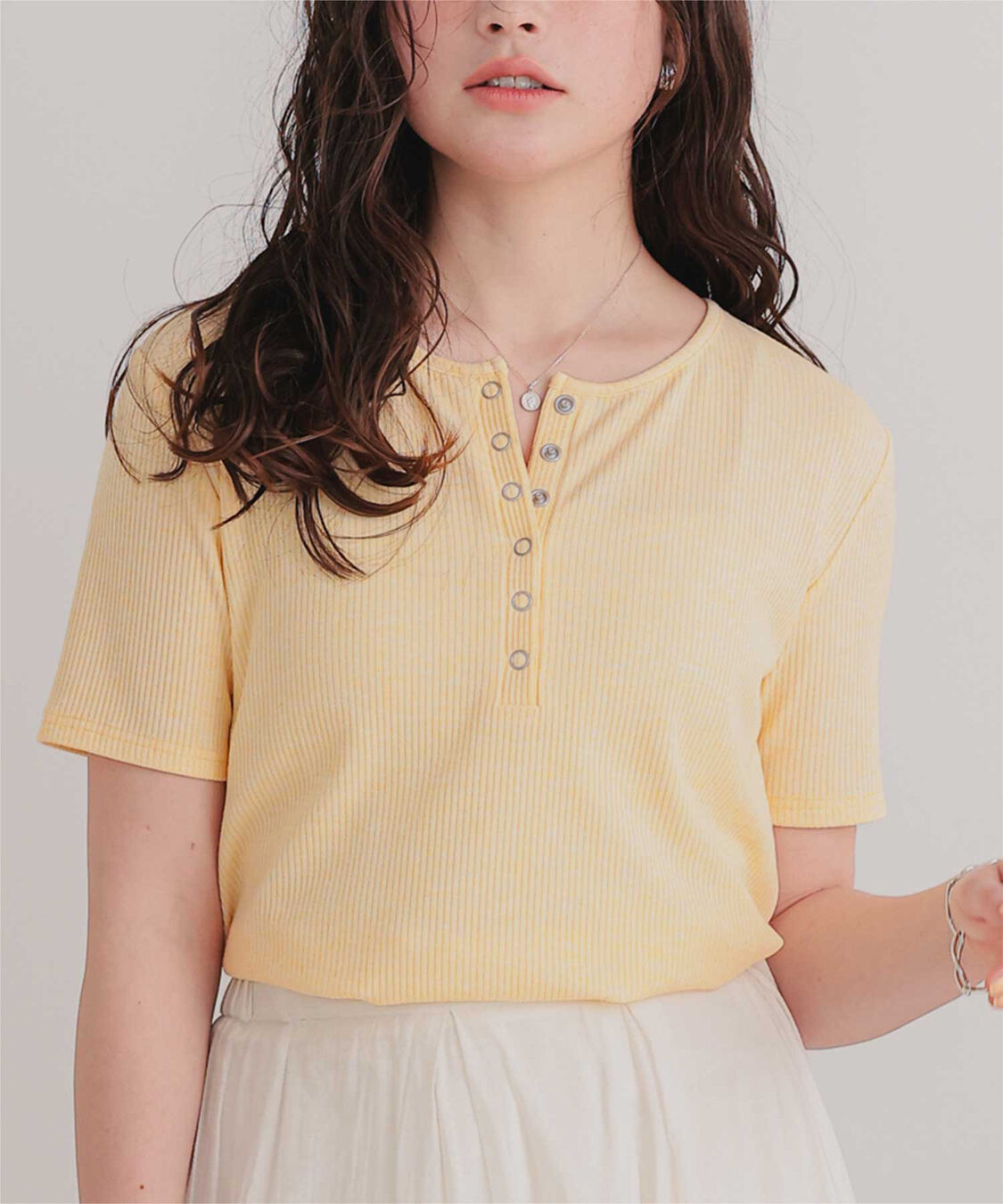 titivate「機能性リブカットソーヘンリーネックトップス」|Tシャツ・カットソー|