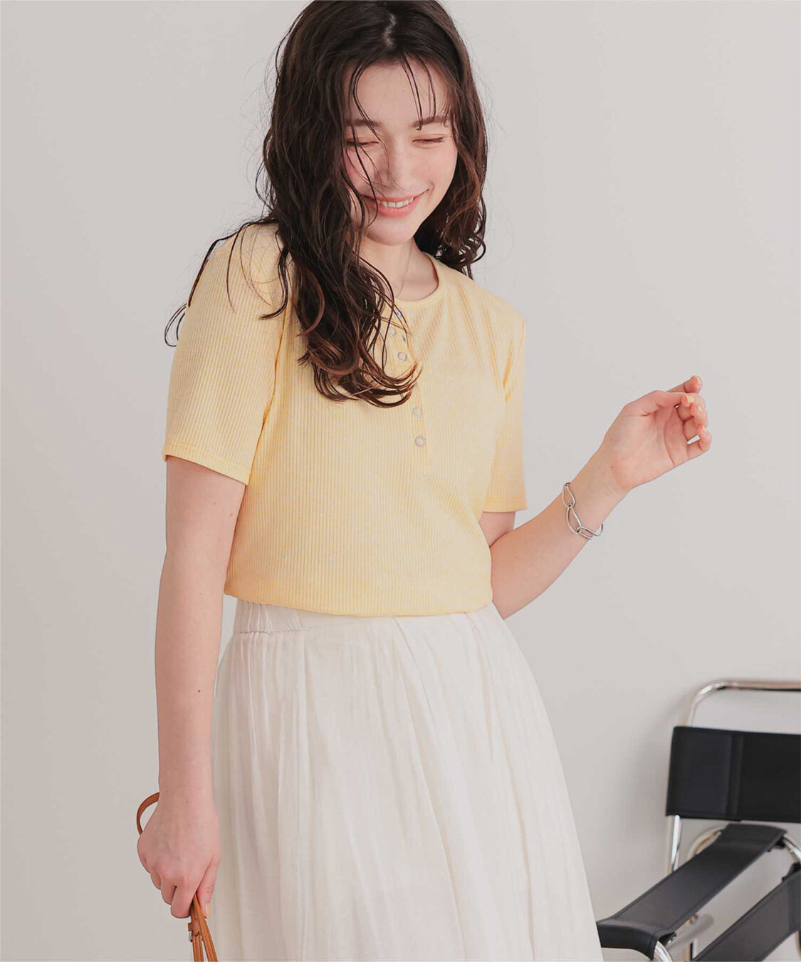 titivate「機能性リブカットソーヘンリーネックトップス」|Tシャツ・カットソー|