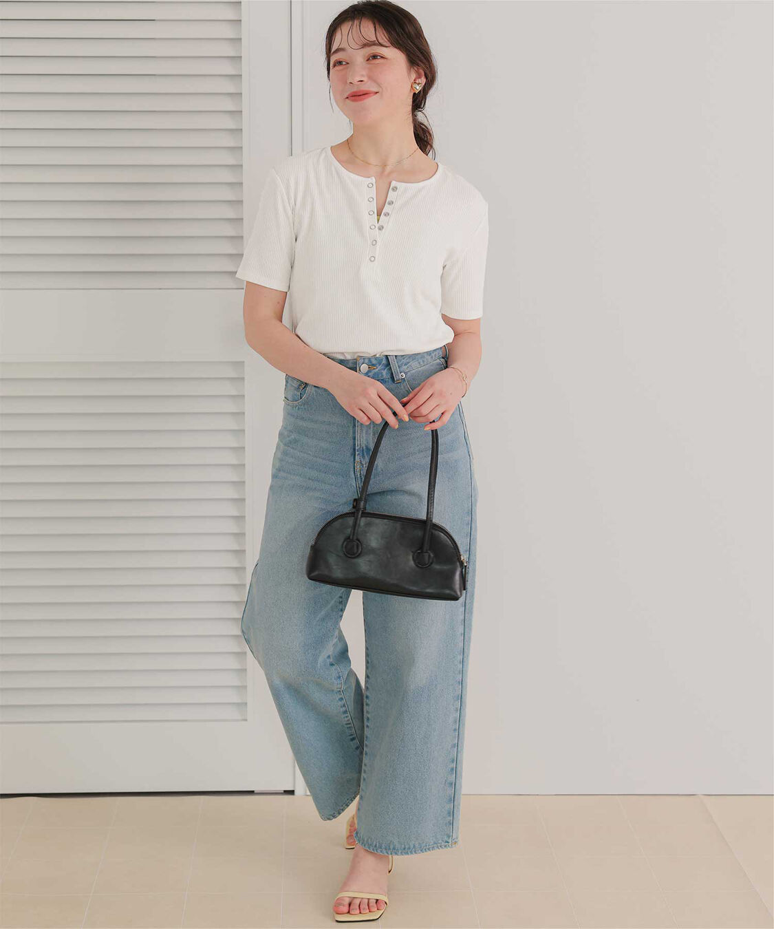 titivate「機能性リブカットソーヘンリーネックトップス」|Tシャツ・カットソー|