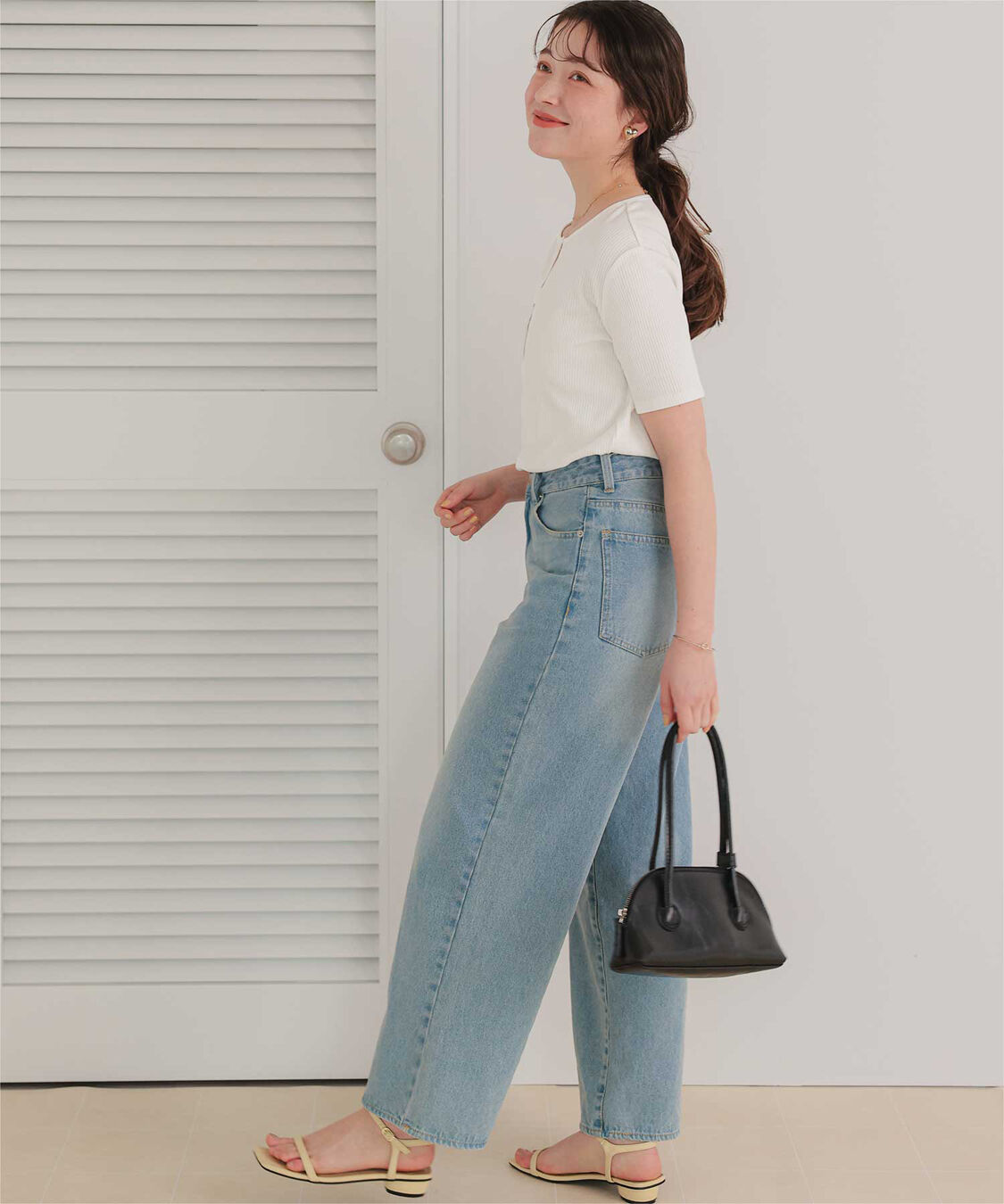 titivate「機能性リブカットソーヘンリーネックトップス」|Tシャツ・カットソー|