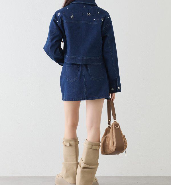  「ビジューデニムジャケット」|ダウン|