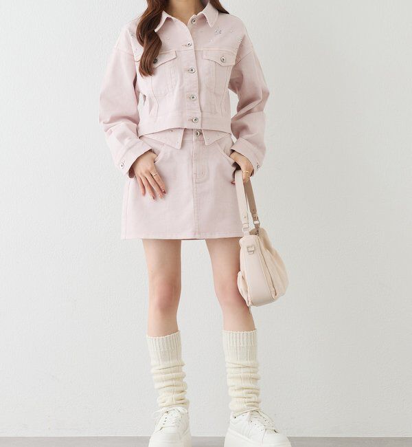  「ビジューデニムジャケット」|ダウン|