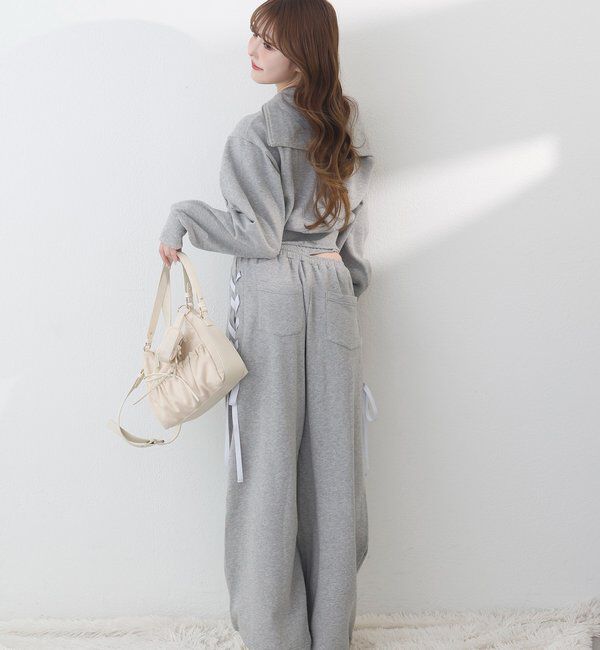  「【セットアップ可能】サイドカットレースアップスウェットパンツ」|その他|