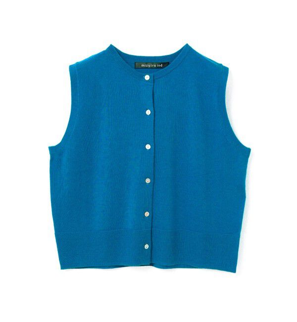 mizuiro ind「mizuiro ind クルーネックショートベスト」|ベスト・ジレ|ブルー