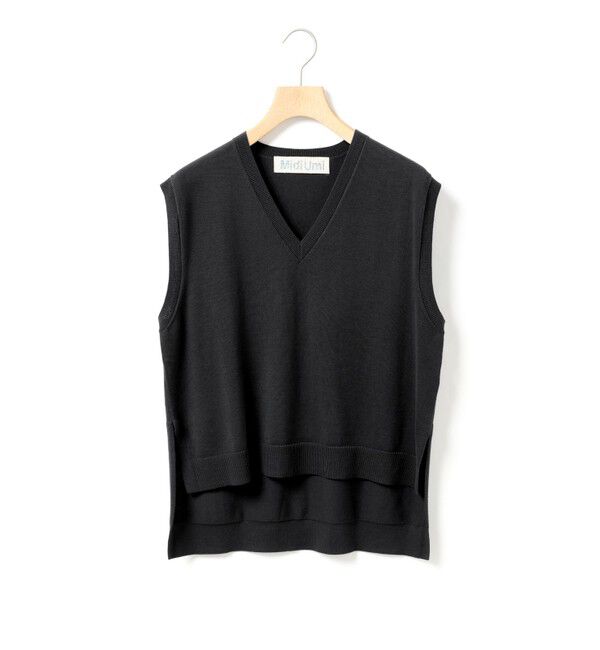MidiUmi「MidiUmi ハイローVネックベスト」|ベスト・ジレ|ブラック