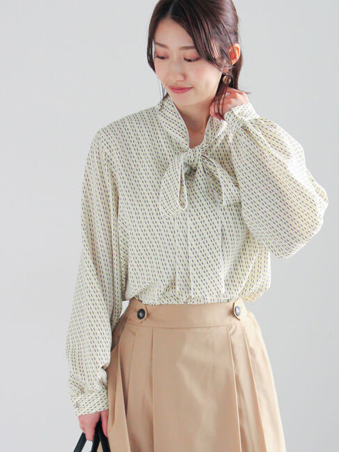 Te chichi「パターンアソートボウタイブラウス《2026 spring catalog item》」|シャツ・ブラウス|イエロー
