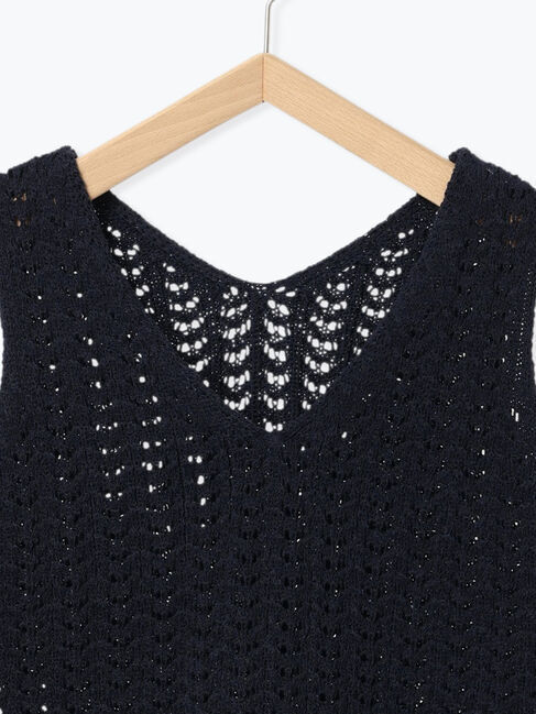 Samansa Mos2 blue「テープヤーン透かしニットベスト」|ニット・セーター|