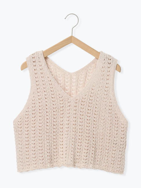 Samansa Mos2 blue「テープヤーン透かしニットベスト」|ニット・セーター|