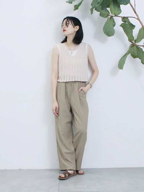 Samansa Mos2 blue「テープヤーン透かしニットベスト」|ニット・セーター|