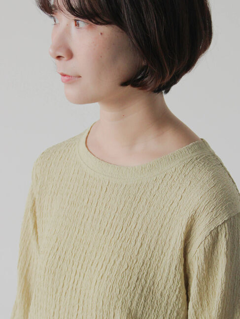 Samansa Mos2 blue「ふくれジャカードクルーネックプルオーバー」|Tシャツ・カットソー|