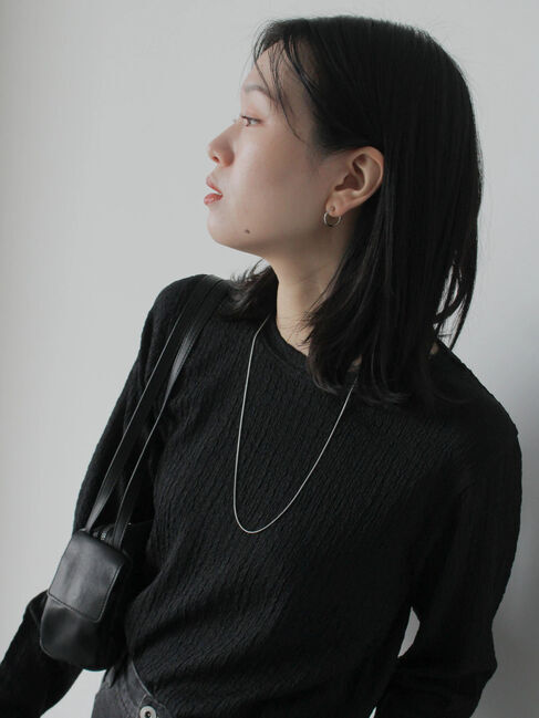 Samansa Mos2 blue「ふくれジャカードクルーネックプルオーバー」|Tシャツ・カットソー|