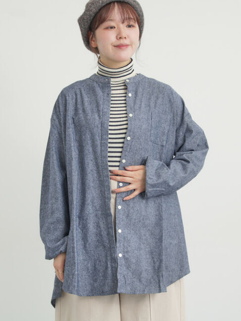 Samansa Mos2「【保温加工】チュニック」|シャツ・ブラウス|ネイビー