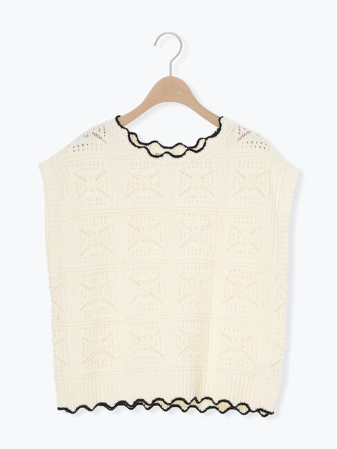 Samansa Mos2「クロシェ風配色ニットベスト」|ダウンベスト・ベスト|