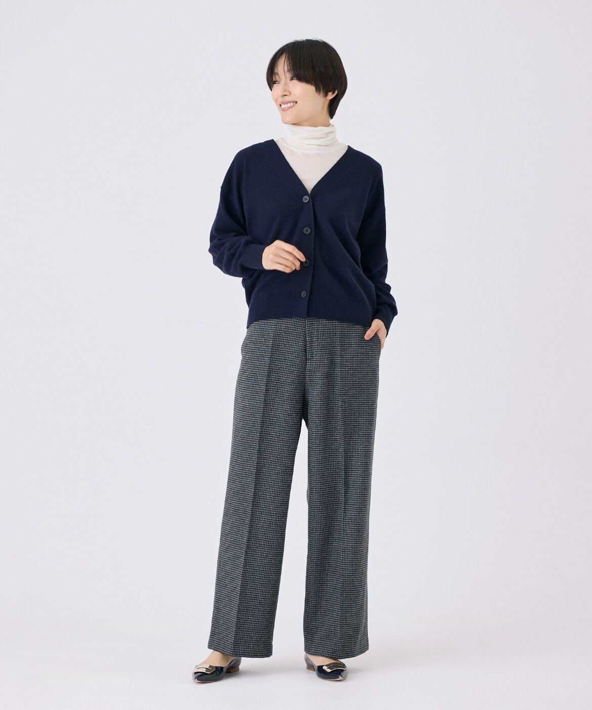 7-IDconcept.「《大きいサイズ》千鳥チェックストレートパンツ」|スラックス|