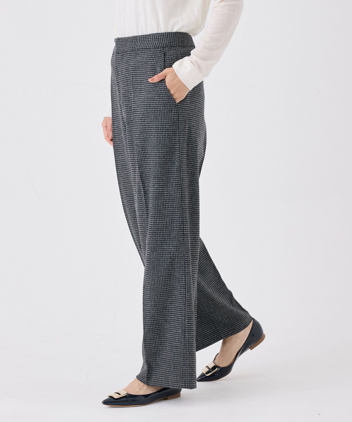 7-IDconcept.「《大きいサイズ》千鳥チェックストレートパンツ」|スラックス|