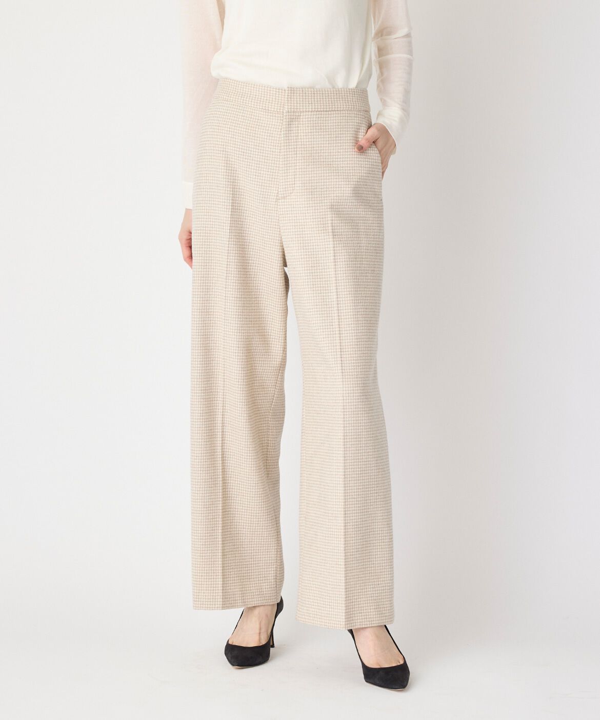 7-IDconcept.「《大きいサイズ》千鳥チェックストレートパンツ」|スラックス|
