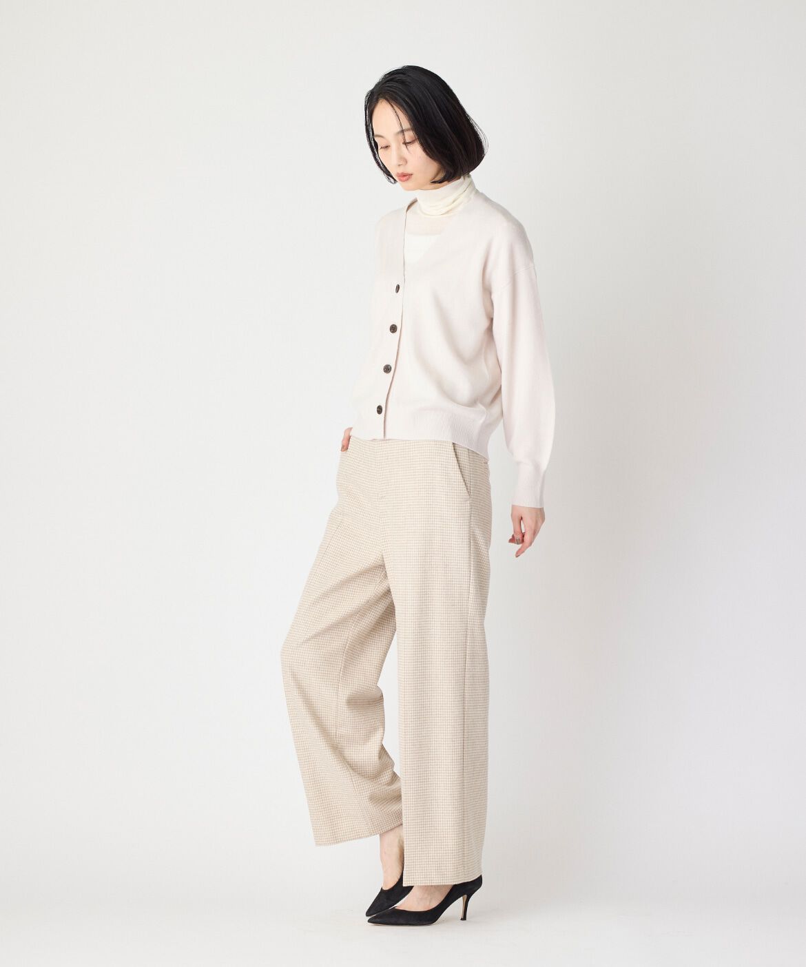 7-IDconcept.「《大きいサイズ》千鳥チェックストレートパンツ」|スラックス|