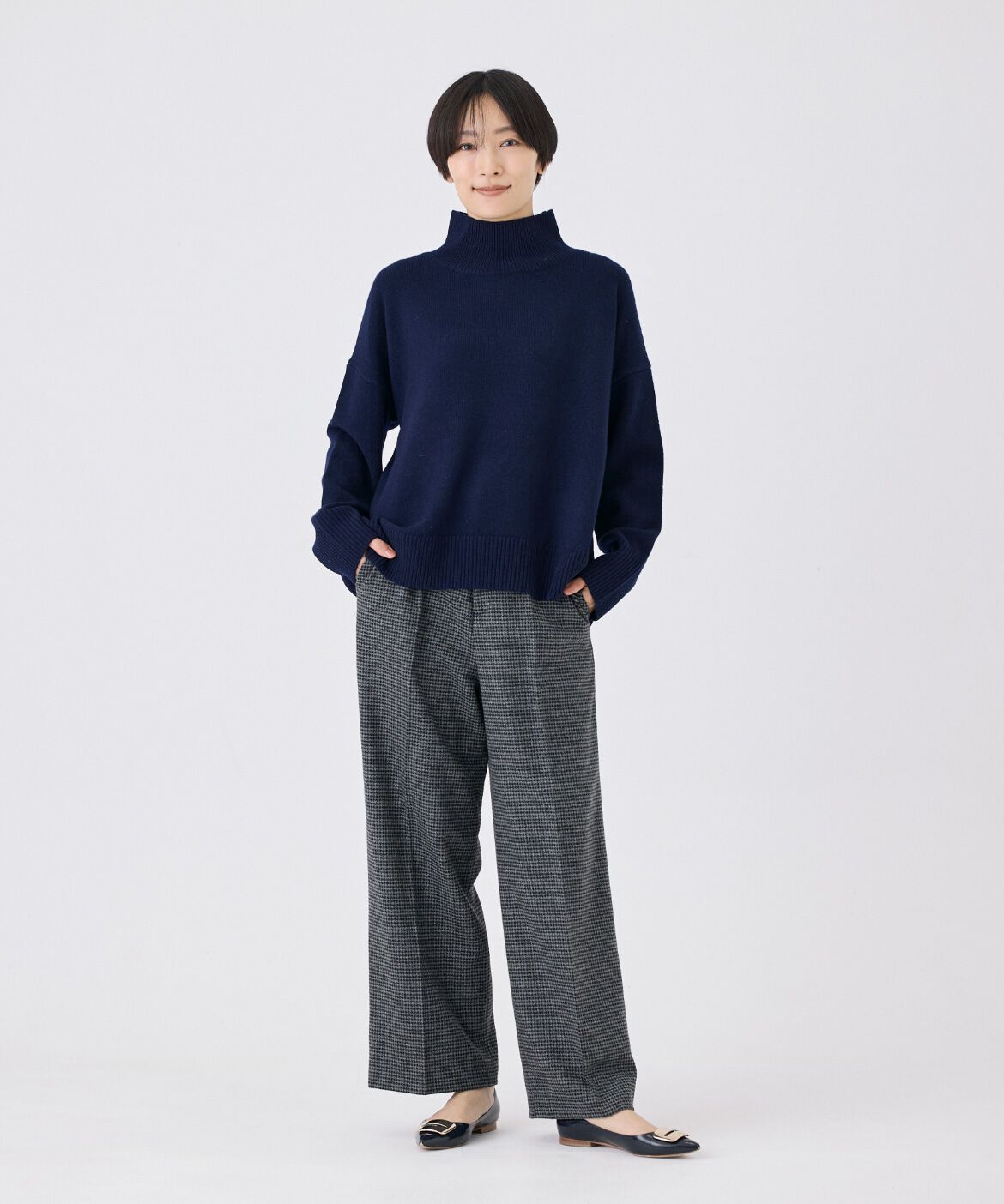 7-IDconcept.「《大きいサイズ》千鳥チェックストレートパンツ」|スラックス|