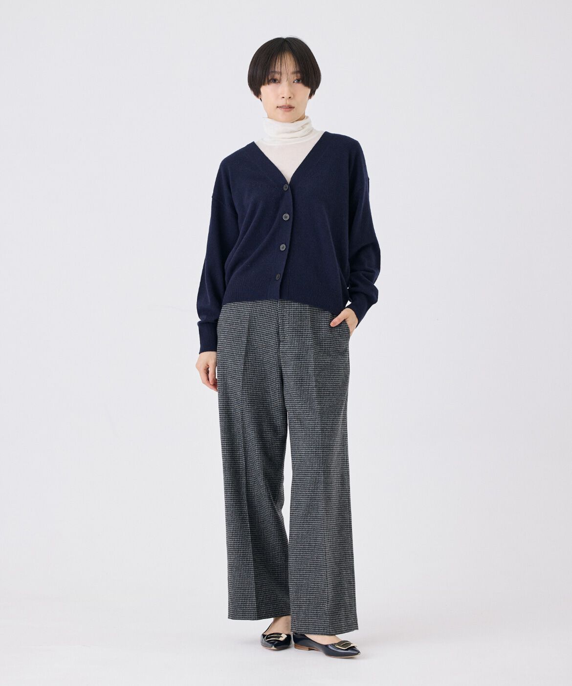 7-IDconcept.「《大きいサイズ》千鳥チェックストレートパンツ」|スラックス|