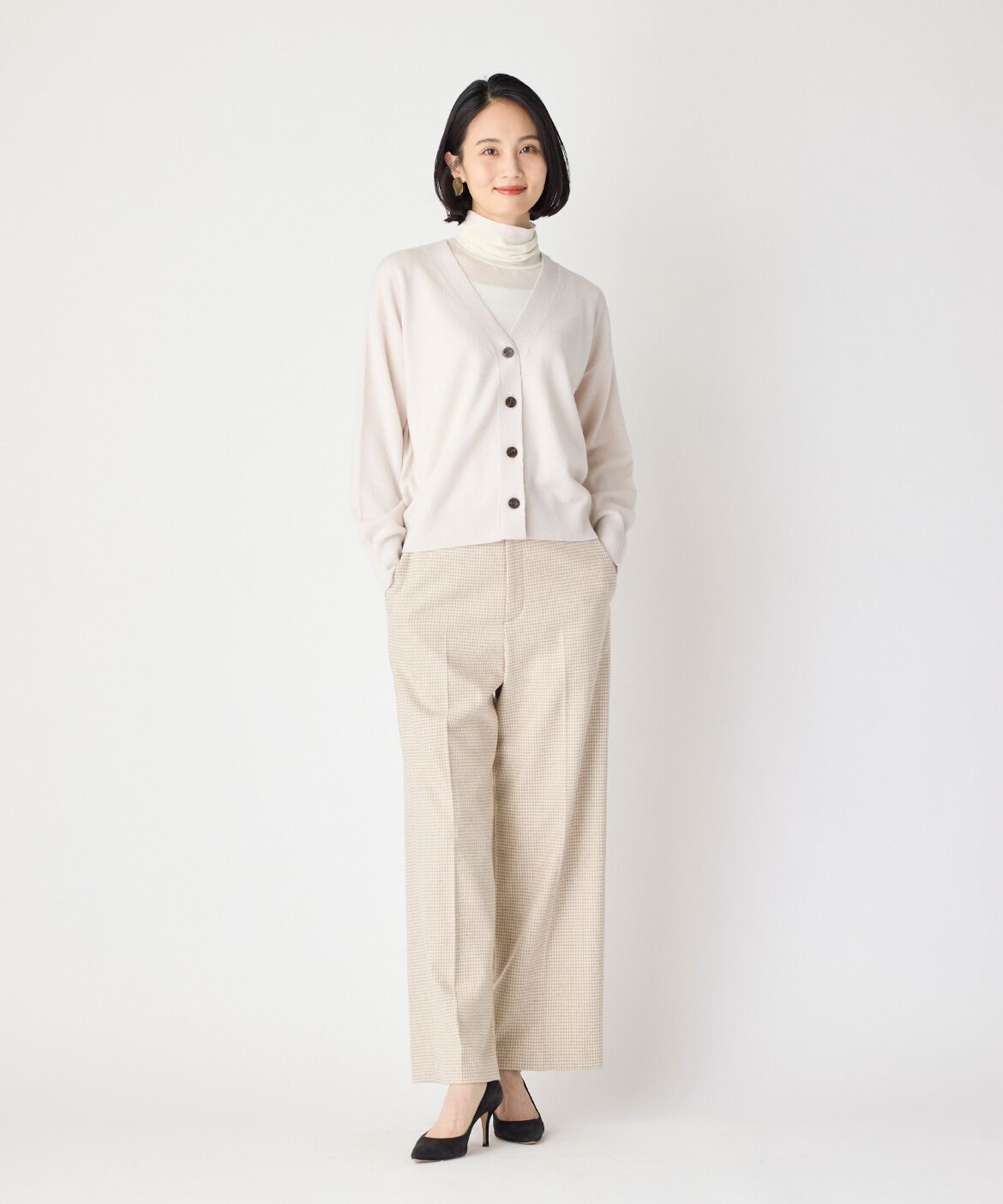 7-IDconcept.「《大きいサイズ》千鳥チェックストレートパンツ」|スラックス|