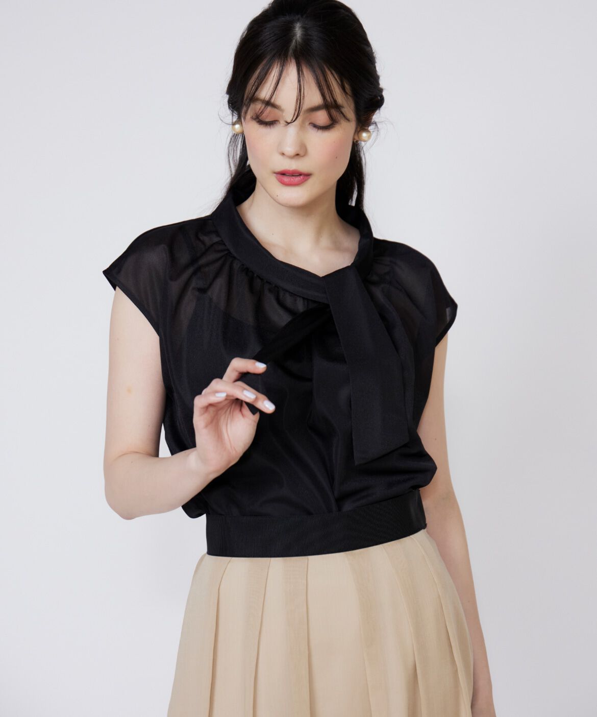 Maglie le cassetto「アシンメトリーシアーカットソー」|Tシャツ・カットソー|ブラック
