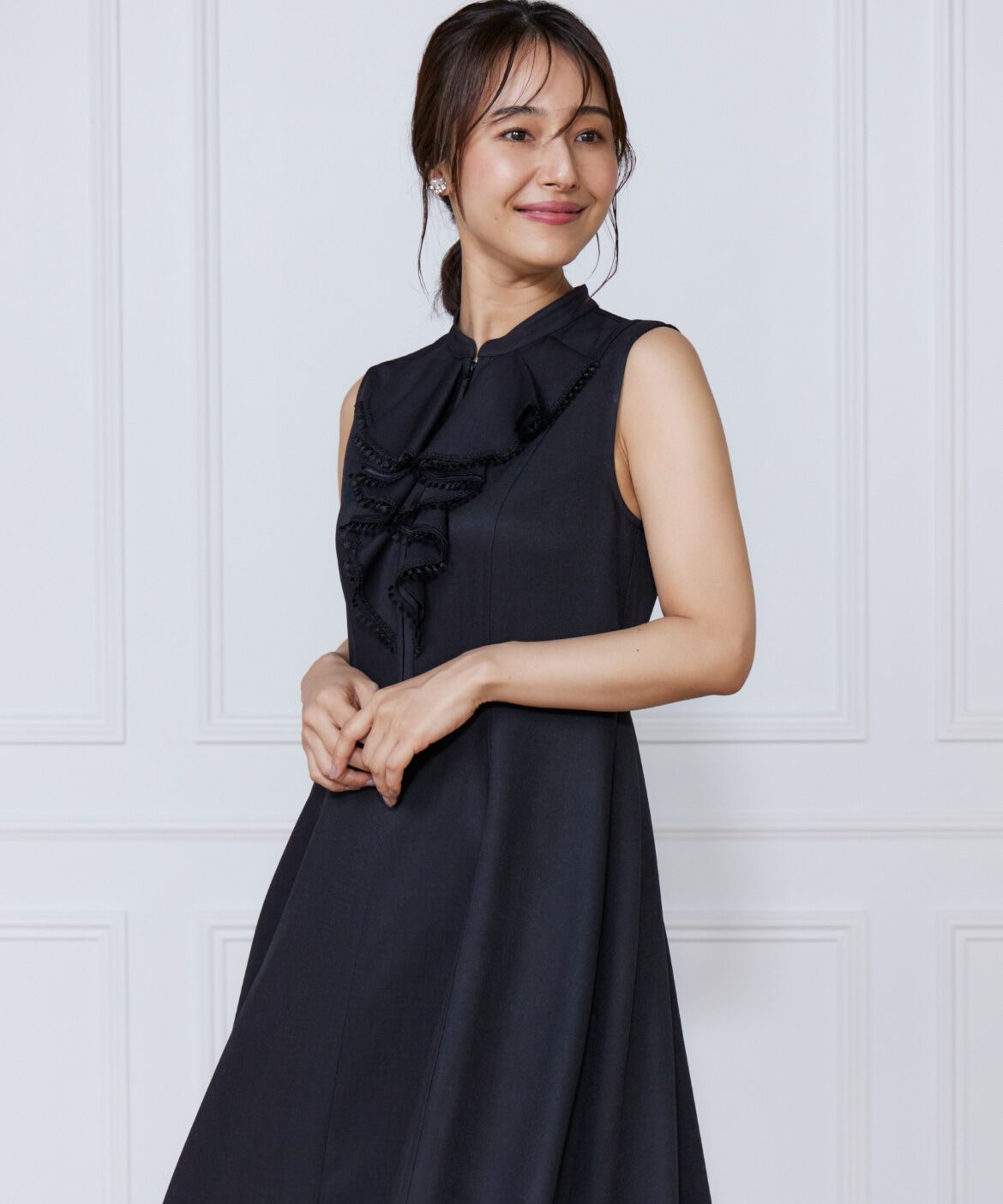 ef-de Black「デニムプリントラッフルワンピース」|ワンピース|