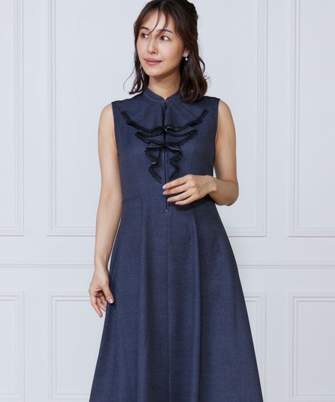 ef-de Black「デニムプリントラッフルワンピース」|ワンピース|インディゴ9