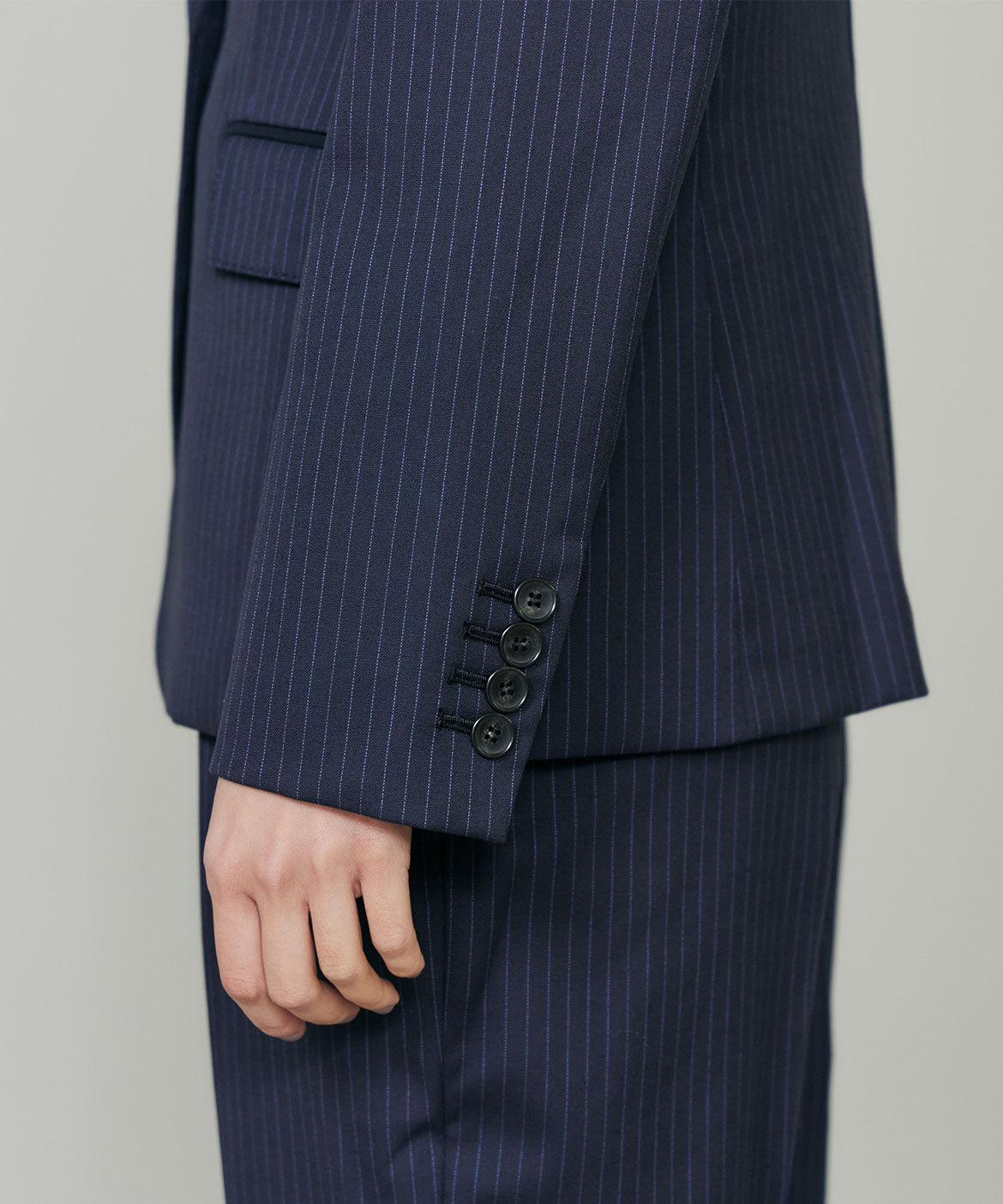 INED「《大きいサイズ》シルクウールストライプシングルジャケット」|テーラードジャケット|