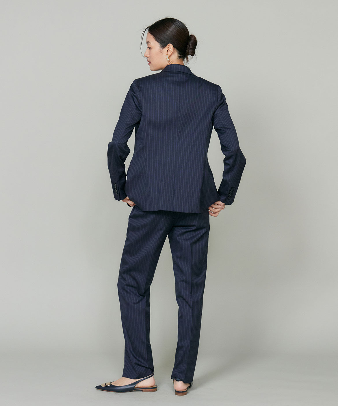 INED「《大きいサイズ》シルクウールストライプシングルジャケット」|テーラードジャケット|