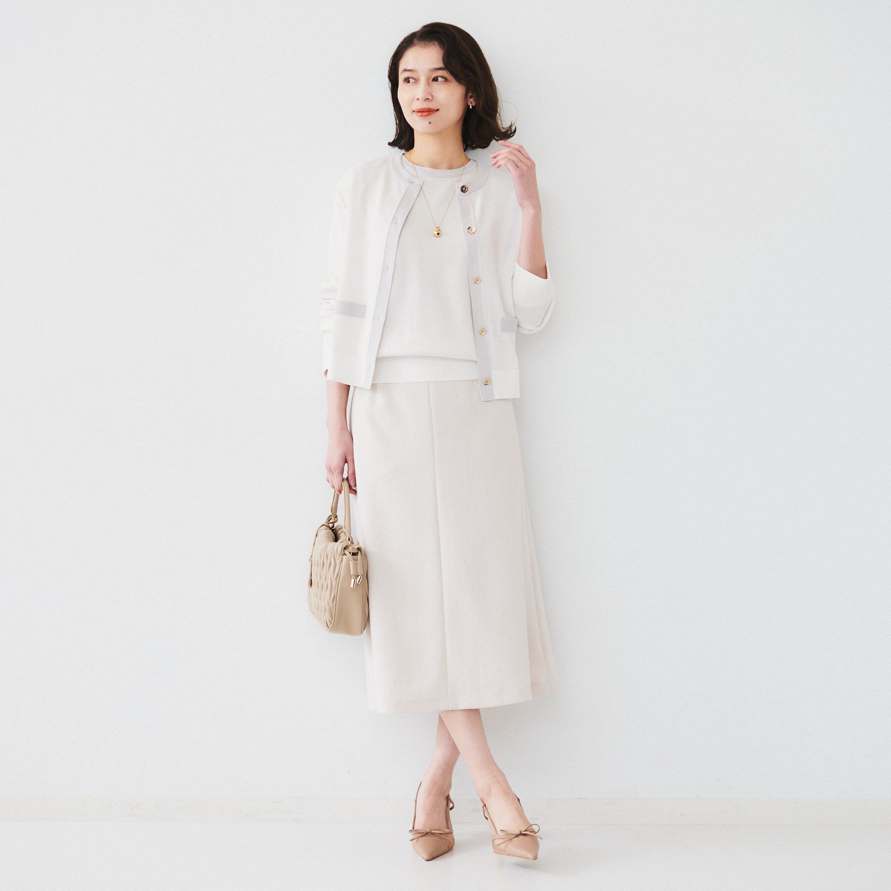 UNTITLED「【配色カラー/アンサンブル可能】きれいめ七分袖ニット」|ニット・セーター|