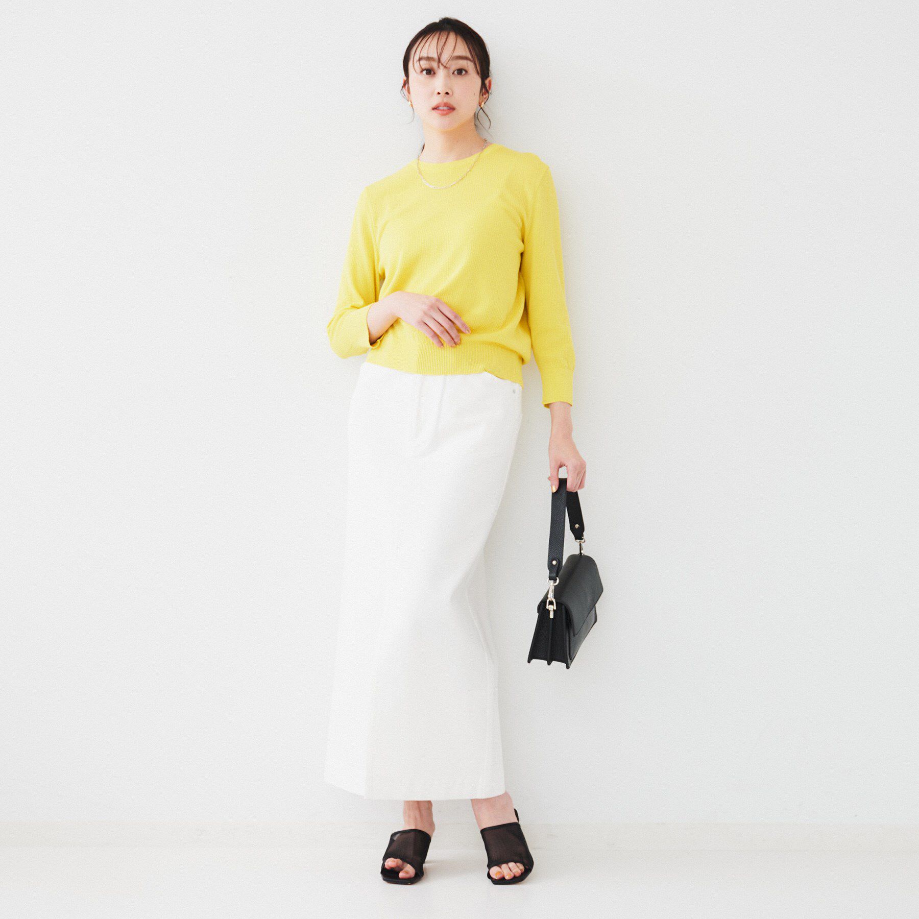 UNTITLED「【配色カラー/アンサンブル可能】きれいめ七分袖ニット」|ニット・セーター|