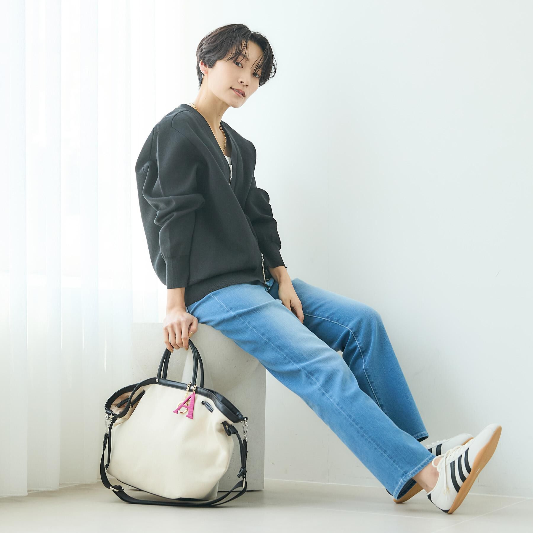 UNTITLED「【軽羽織り/セットアップ可】ジップアップニットカーディガン」|カーディガン|