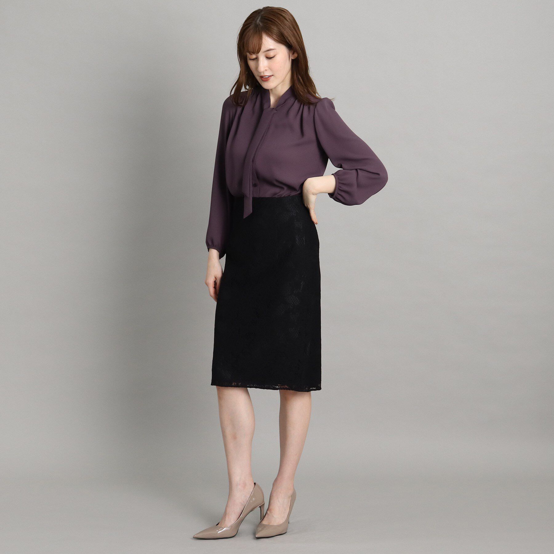 COUP DE CHANCE「【一枚着／ジャケットイン】女性らしい細ボウタイブラウス」|シャツ・ブラウス|