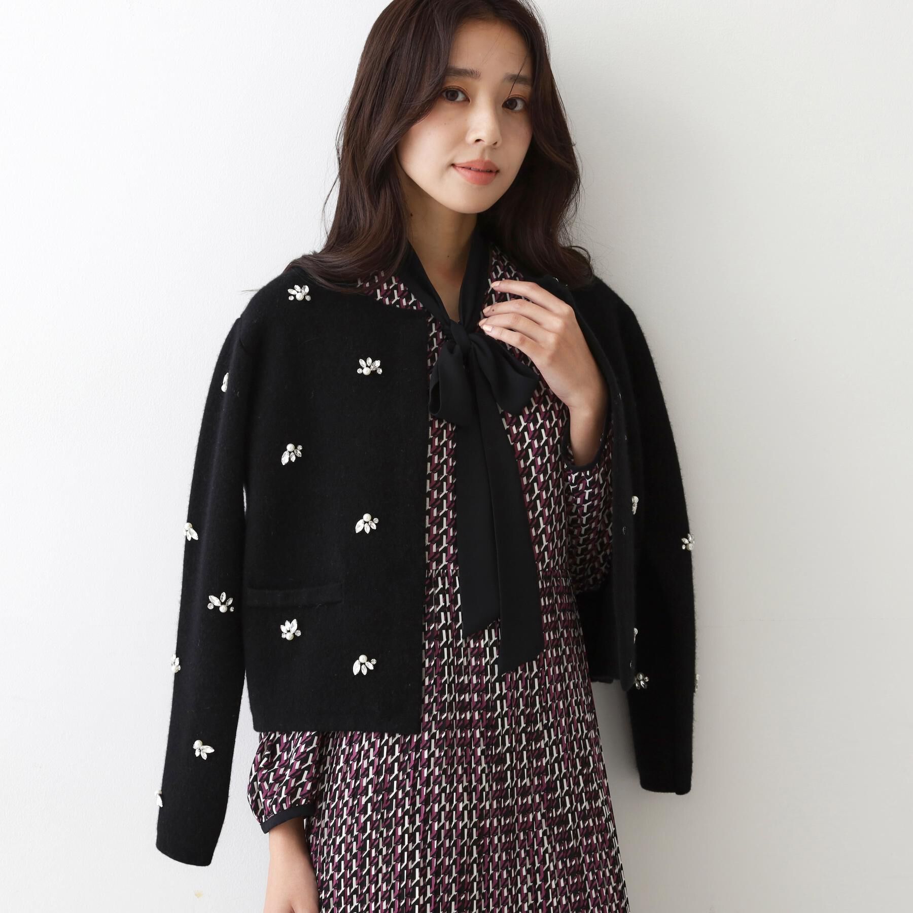 COUP DE CHANCE「【手洗い可】ビジュー付カーディガン」|カーディガン|