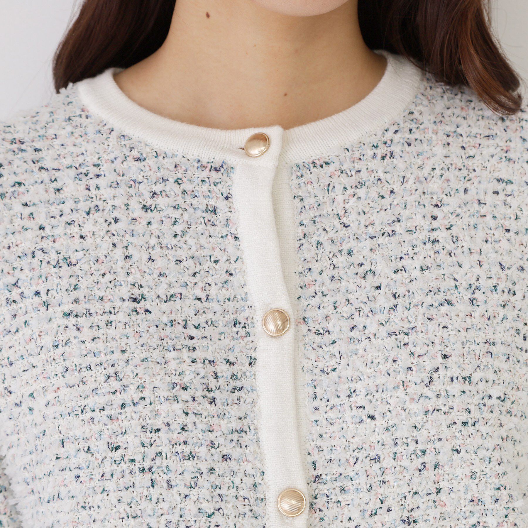 COUP DE CHANCE「【洗える/セットアップ可】ツィード調ニットカーディガン」|カーディガン|