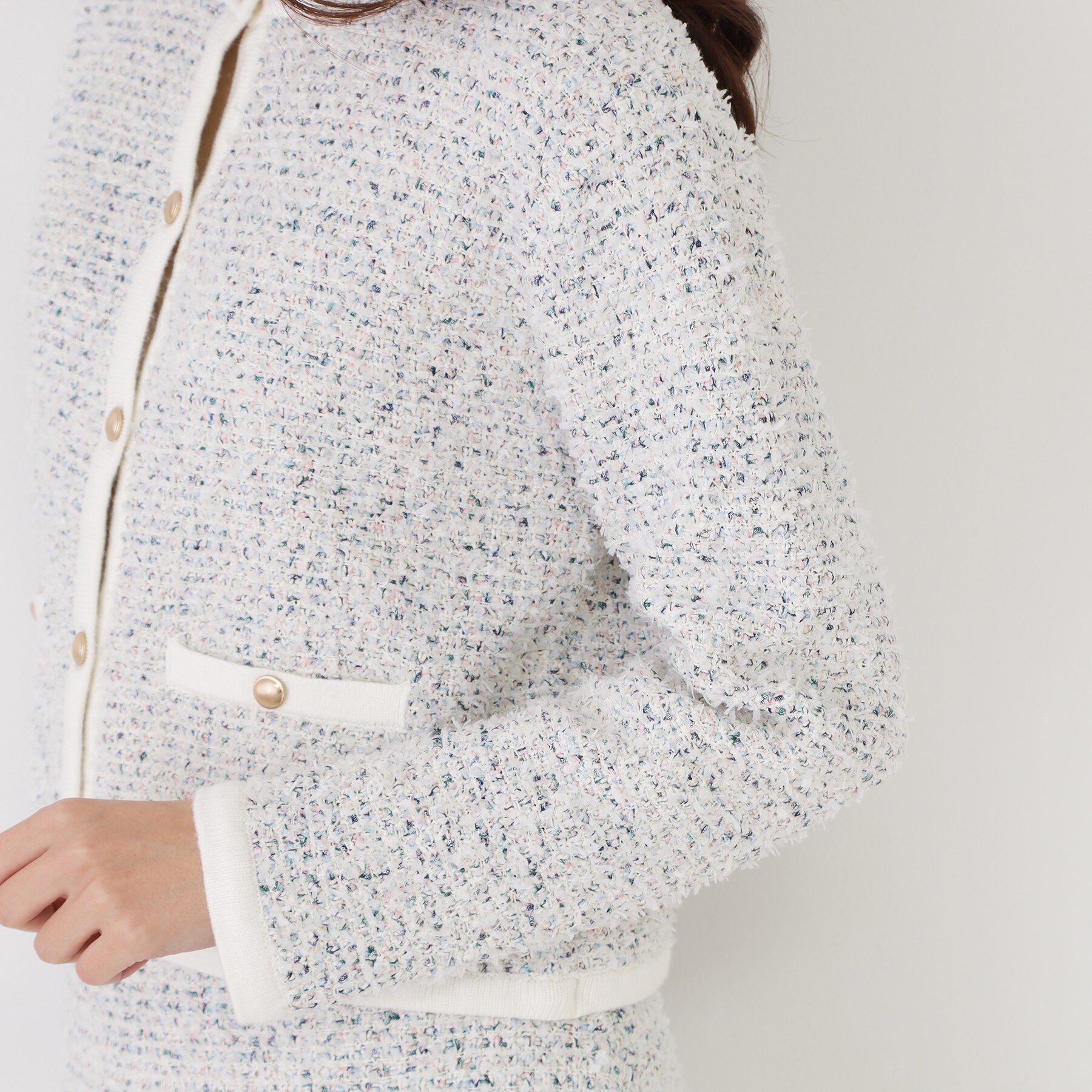 COUP DE CHANCE「【洗える/セットアップ可】ツィード調ニットカーディガン」|カーディガン|