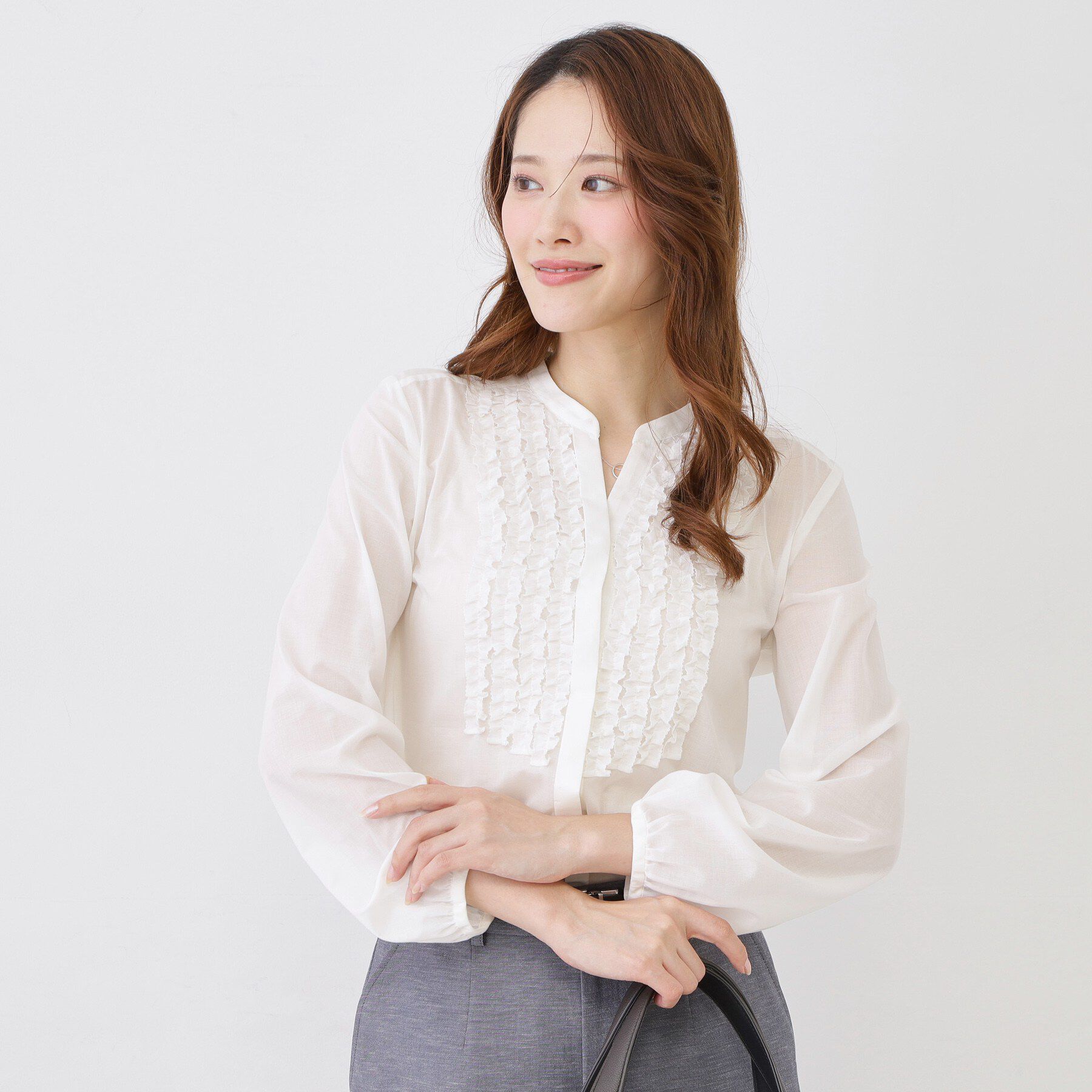 COUP DE CHANCE「【手洗い可/きれいめ】シアーローンフリルブラウス」|シャツ・ブラウス|