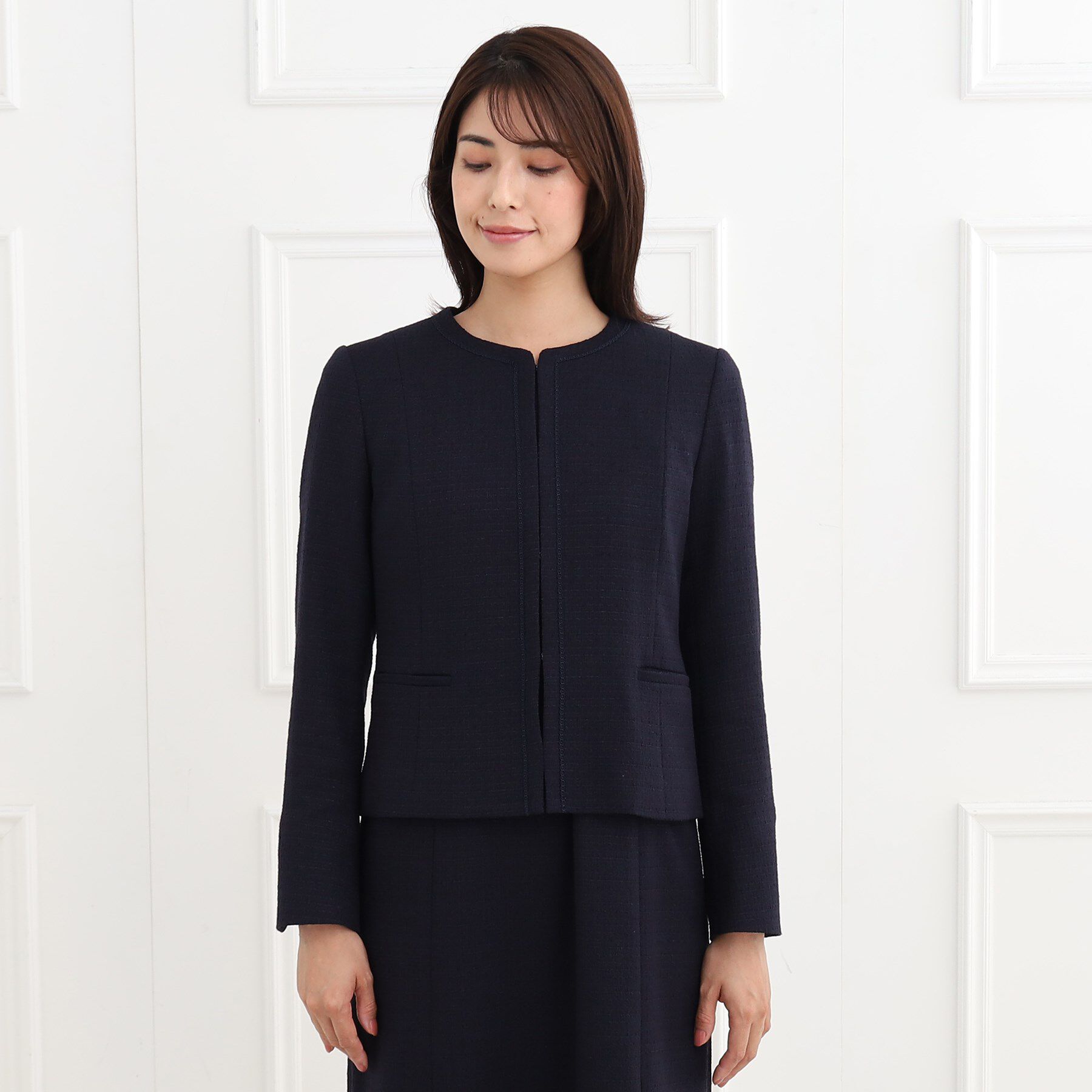 Reflect「【フォーマル/セットアップ可】ツイードジャケット」|ノーカラージャケット|