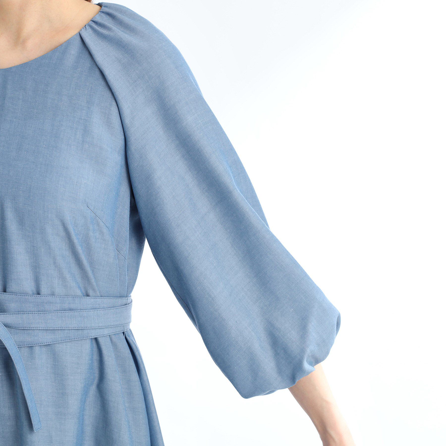 Reflect「【手洗い可／共布ベルト付き】ブルーダンガリーワンピース」|ワンピース|