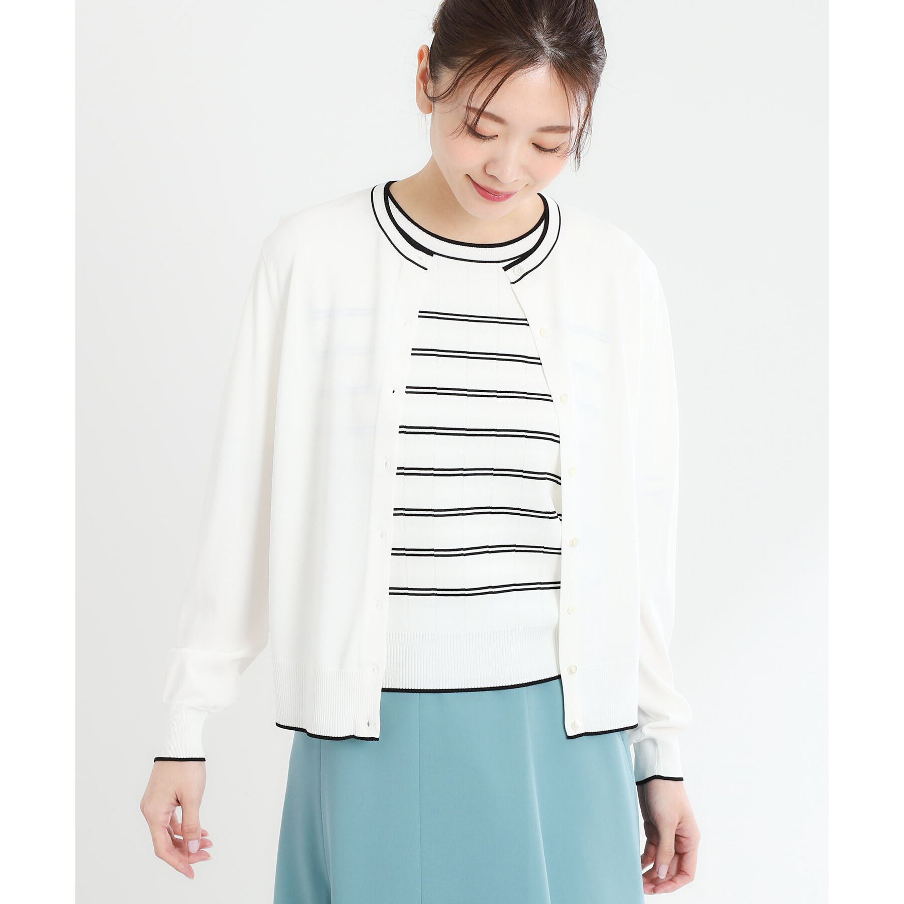 Reflect「【手洗い可／アンサンブル可】バイカラーカーディガン」|カーディガン|