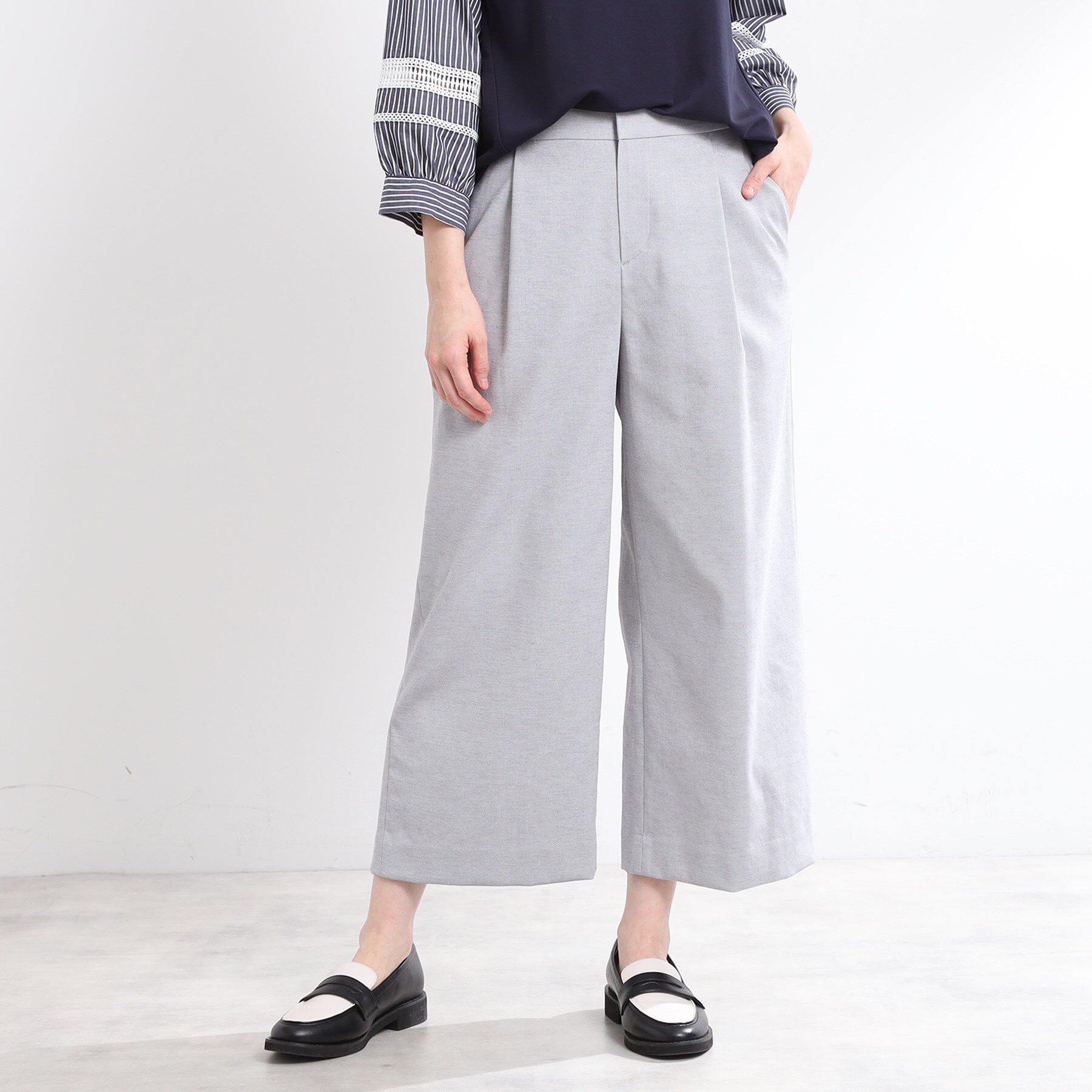 Reflect「【E‐QUALITY／手洗い可】ワイドクロップドパンツ」|その他|ライトグレー(511